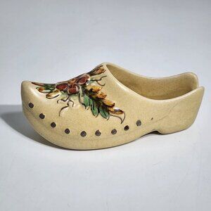 Argilart Portugal Ceramic Dutch Clog With Hand Painted Floral Design Vintage
